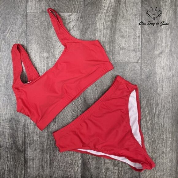 Pink Queen Crop Top High Waist Bikini Swimsuit Size S - Picture 3 of 4